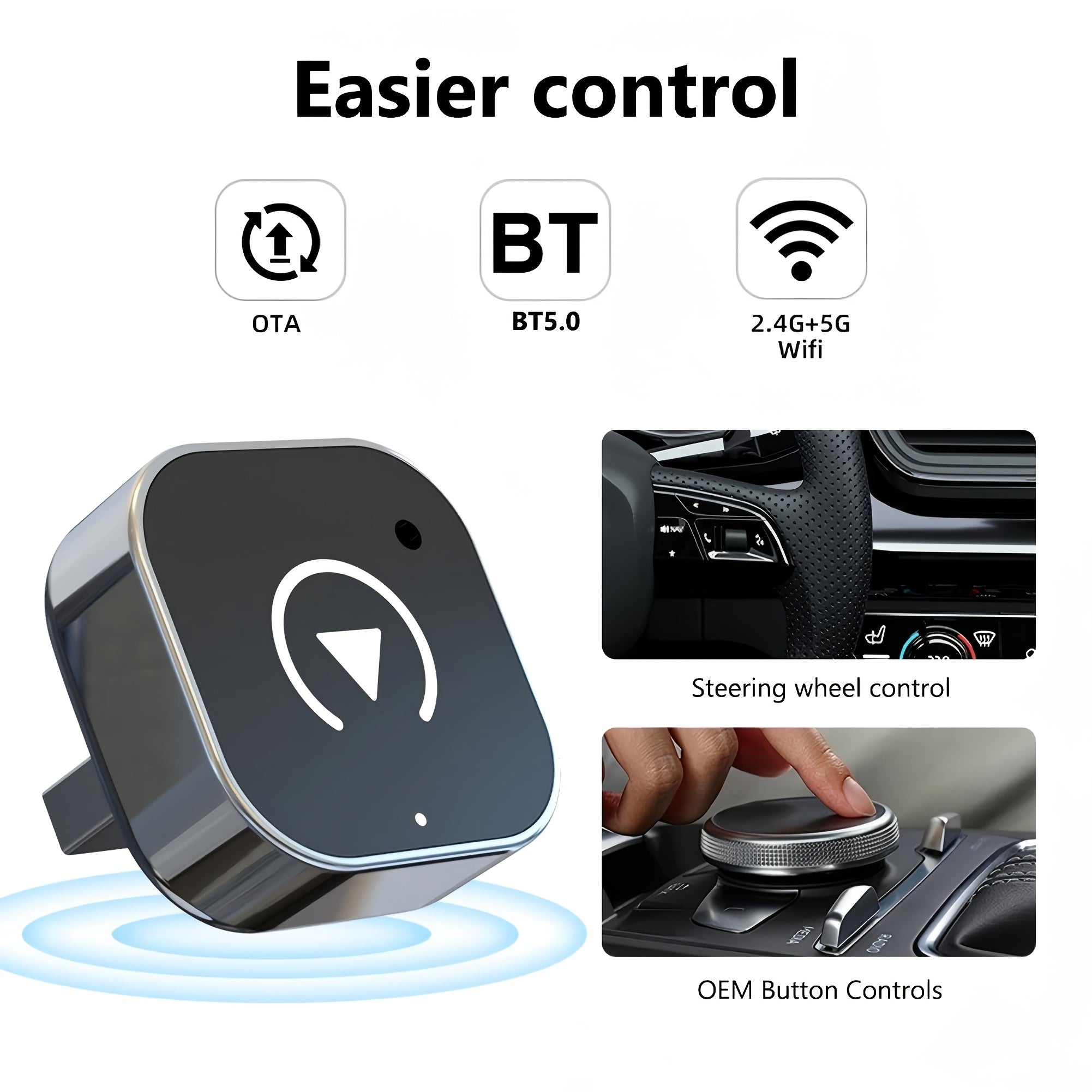 2-in-1 Wireless CarPlay & Android Auto Adapter - Plug & Play CarPlay Dongle Converter, Fast Auto-Connect, No Delay, Compact Design for iPhone & Android with USB/USB-C Port, Wireless Carplay for Android, Car Audio Upgrade, Mod