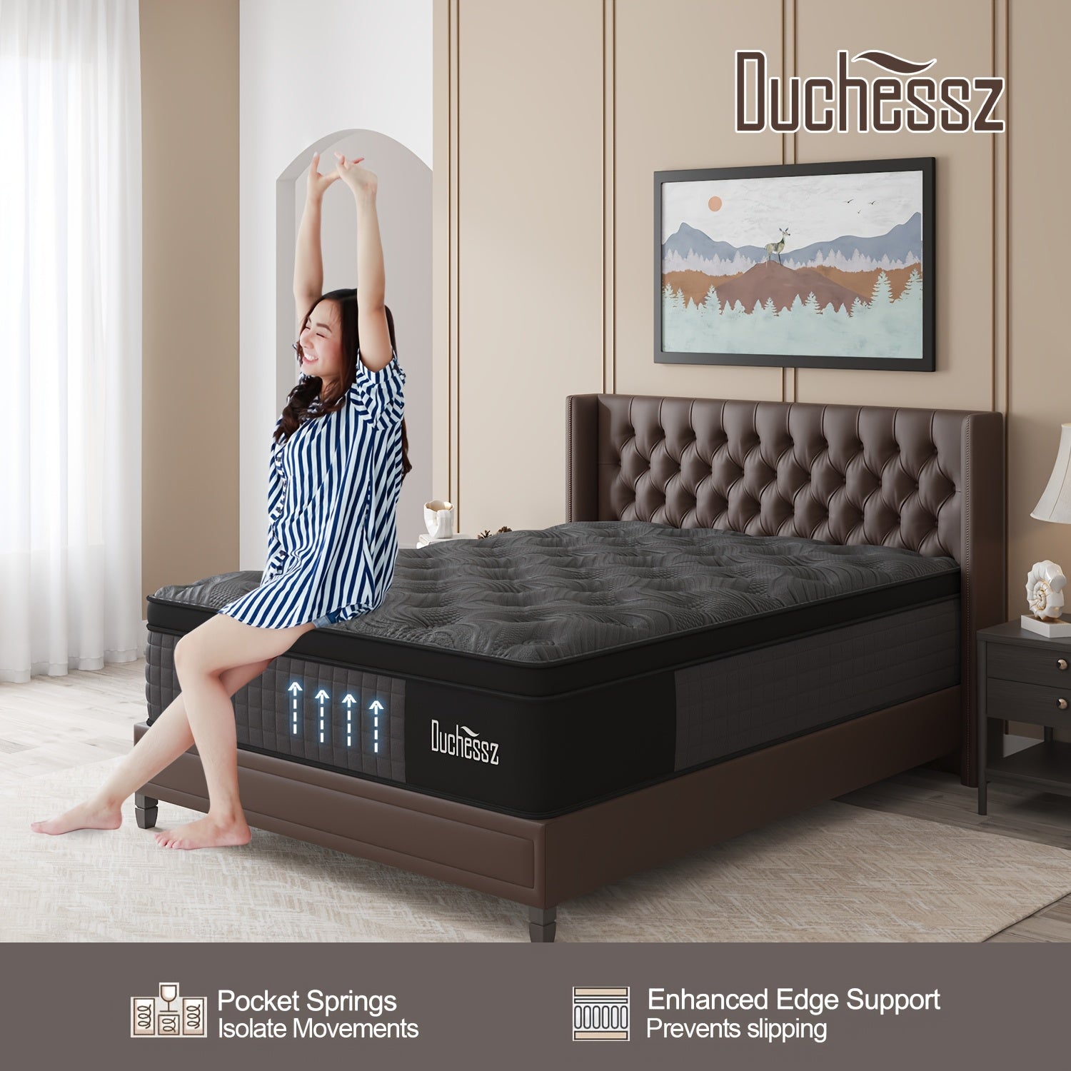 Luxury Mattress 12"14" Twin Full Queen King Size Gel Memory Foam Pocket Spring Hydird Mattress In A Box Medium Firm