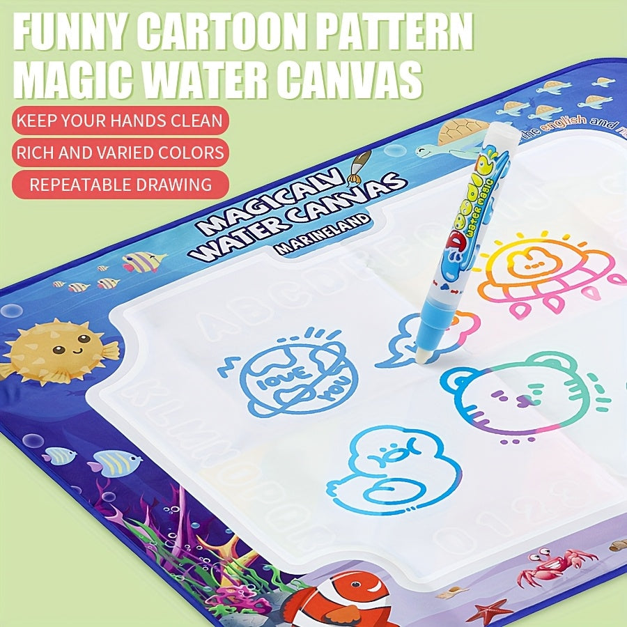 1pc Magic Water Canvas Graffiti Mat - Non-Toxic Washable Kids art mat with Water Painting, Portable Drawing Board with Soft Cloth Storage, for Home, School, Travel - Ideal Birthday or Christmas Gift for Boys & Girls, Home Lea