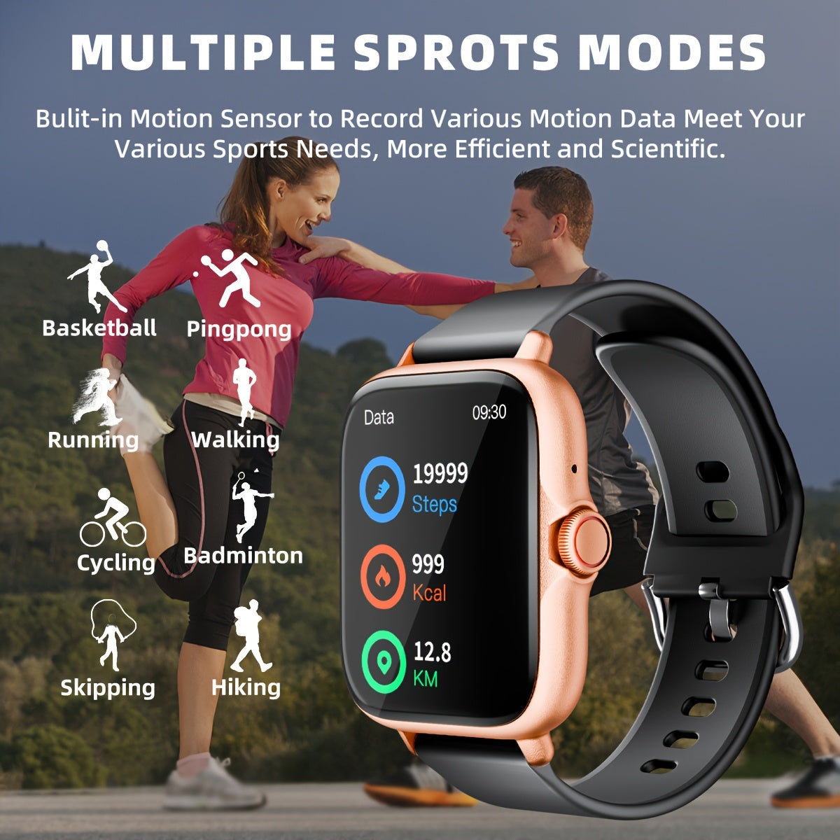 Sports Smart Watch, 1.83'' Full Touch Screen Display with Message, Answer Make Call Smartwatch, Monitoring, Sports Pedometer, Information Alerts, for iPhone Android Phones, Smartbands Fitness Watch for Women Men Friend Gift,