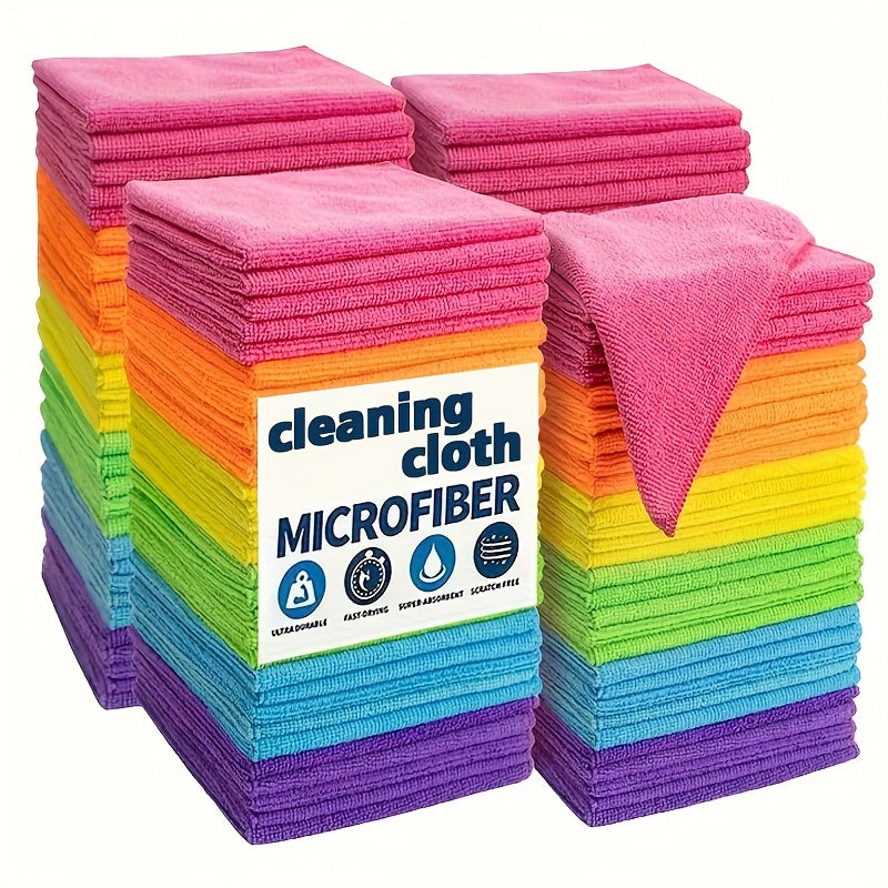 [Super Absorbent | Quick-Drying] 5/10/20pcs Super Absorbent & Quick-Drying Microfiber Cleaning Cloths - Streak-Free for Kitchen, Bathroom, Car, Furniture - Durable Reusable Towels with Vibrant Colors, Effortlessly Remove Stai