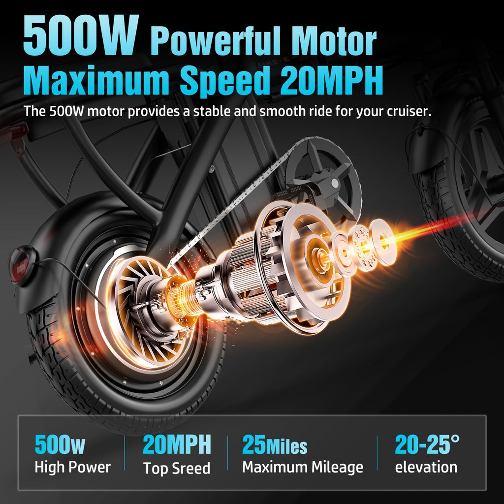 Ebikes for Adults, 500W Lightweight Folding Electric Bike for Adults, 20MPH 35Mile Long Range Commuter Electric Bicycle, 48V 10AH Removable Battery E Bike, Multi-Shock AbsorptionLoad-bearing Capacity: 385 Pounds, Daily Transp