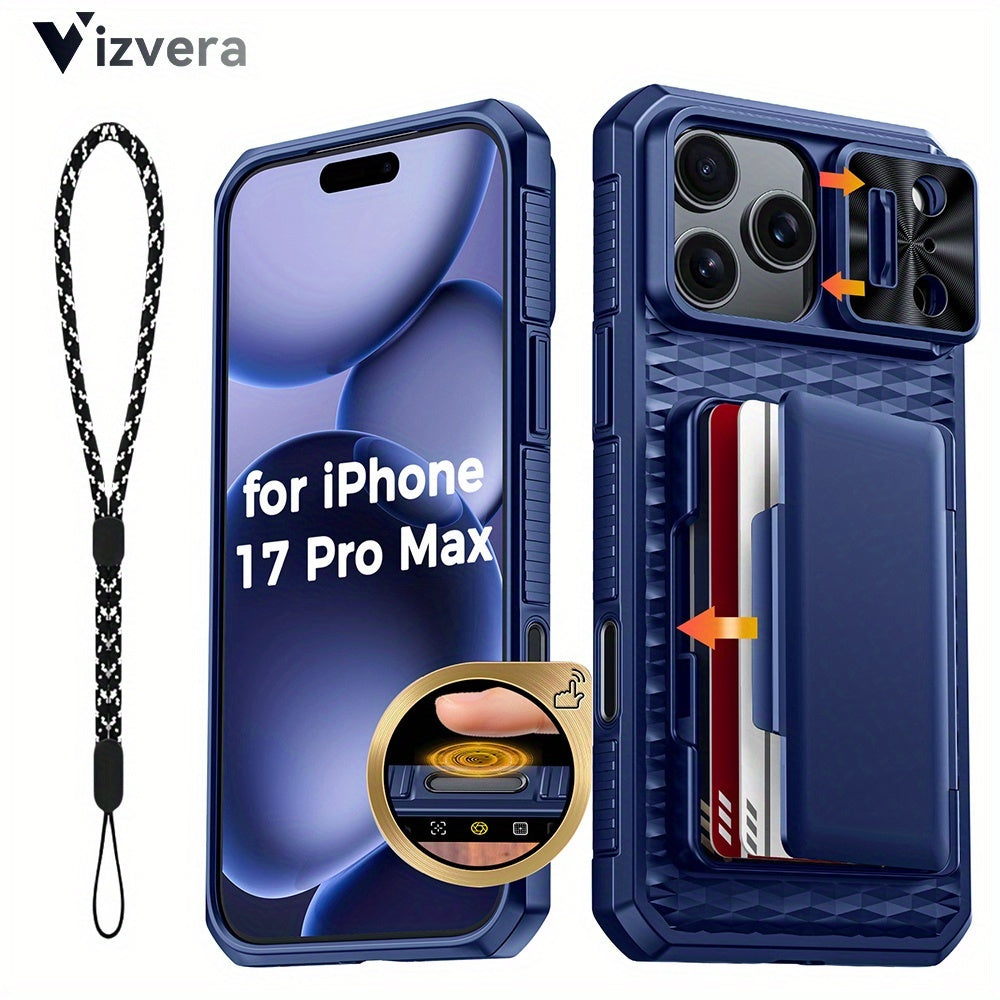 Compatible with iPhone 17 Pro Max Case Wallet (with mobile phone lanyard with Built - in Card Holder (Stores 4 - 5 Cards) | Slide Lens Cover & with Camera Control Capture Button |Halloween gifts/Thanksgiving gifts/Christmas g