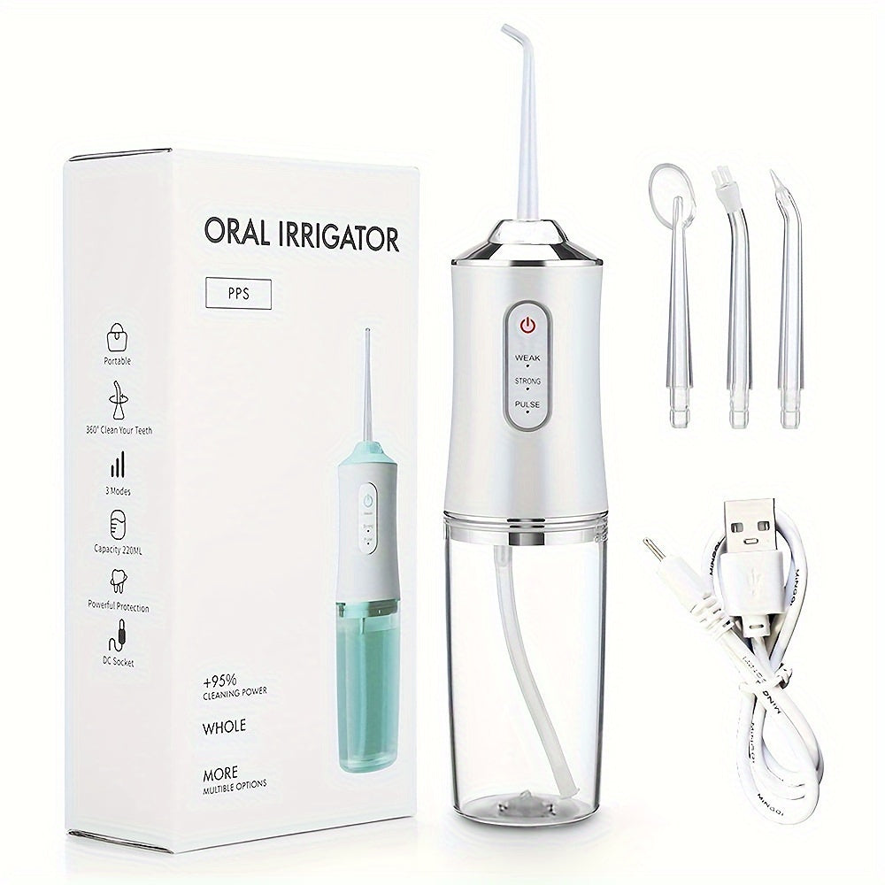 Oral Irrigator, 4 Nozzles, 3 Precise Pressure Control Modes, 360° Rotating Nozzle, Deep Cleaning Teeth & Gums, Replaceable Head, Deep Cleaning Teeth & Enhancing Oral Health, Home Use, Small Portable Personal Care Product, Ch