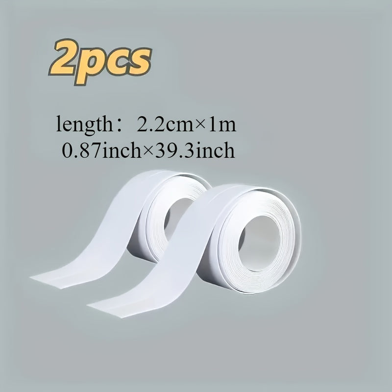 2 Rolls Heavy-Duty Self-Adhesive Bathtub and Toilet Sealing Tape - Waterproof Edge Protector, Suitable for Bathroom Shower Sink Floor Wall Caulking | Moisture Resistant Easy to Apply Long Lasting Adheisve|Bathwater Proof Smoo
