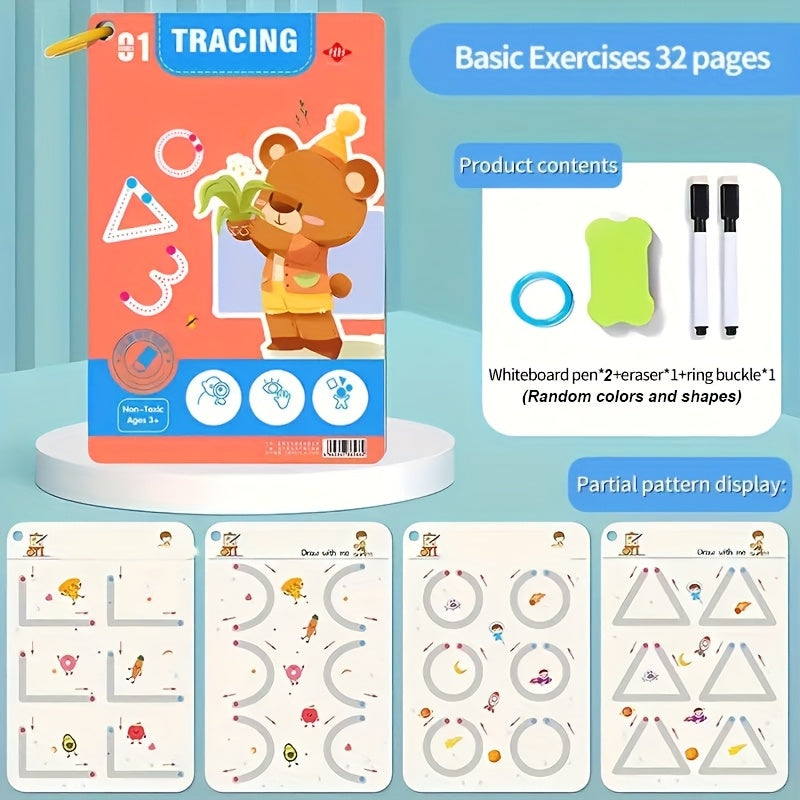 Children's Reusable Magic Practice Book Set, Number and Letter Writing Exercises, Pen Control Training and Drawing Educational Workbook, Learning Writing Skills Development, Classroom Education 2025 New Model