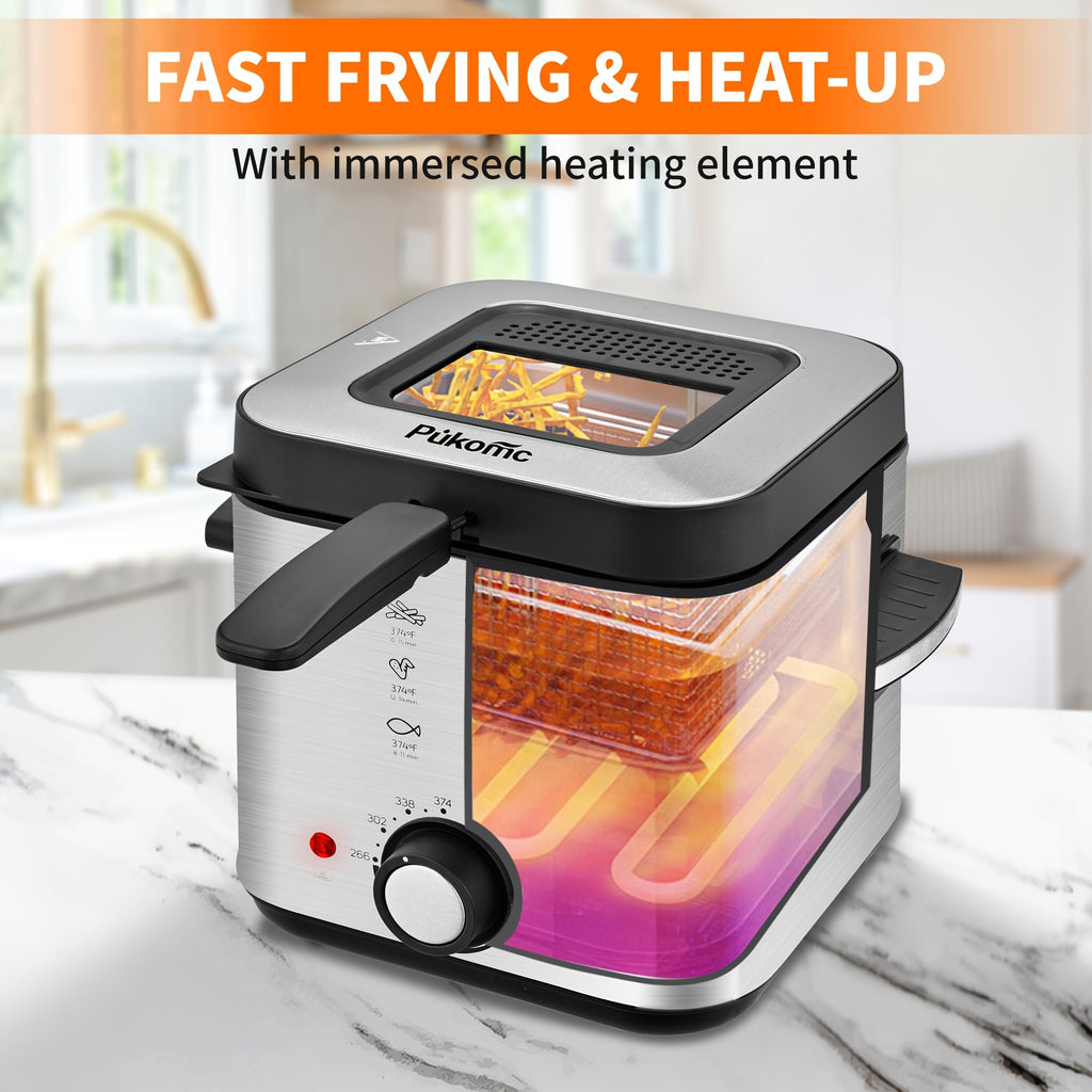 SUSTEAS 1500W Smokeless Electric Fryer with Precise Temperature Control, Removable Basket & Non-Stick Basket - Large Capacity for Home/Commercial Use, Dishwasher-Safe, Compact Design - Ideal Gift for Cooking Enthusiasts & Fat