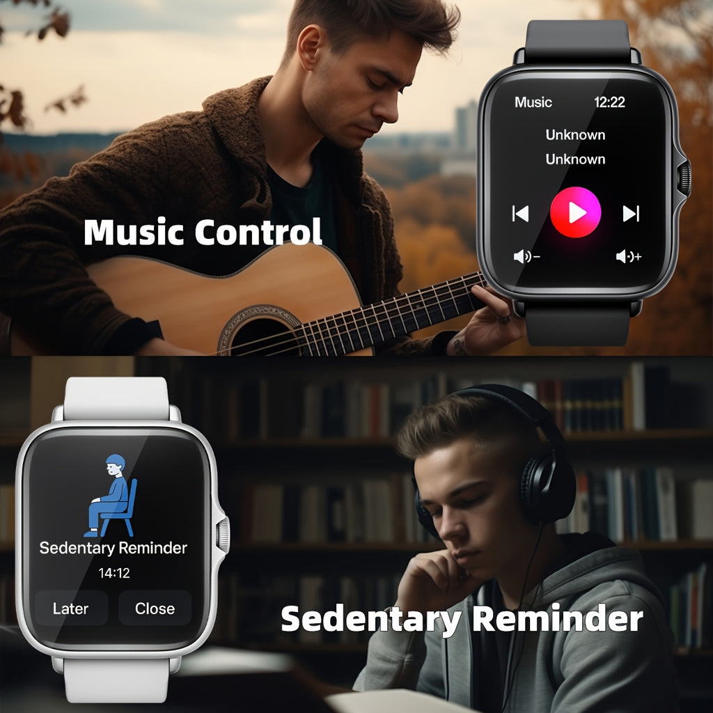 Sports Smart Watch, 1.83'' Full Touch Screen Display with Message, Answer Make Call Smartwatch, Monitoring, Sports Pedometer, Information Alerts, for iPhone Android Phones, Smartbands Fitness Watch for Women Men Friend Gift,