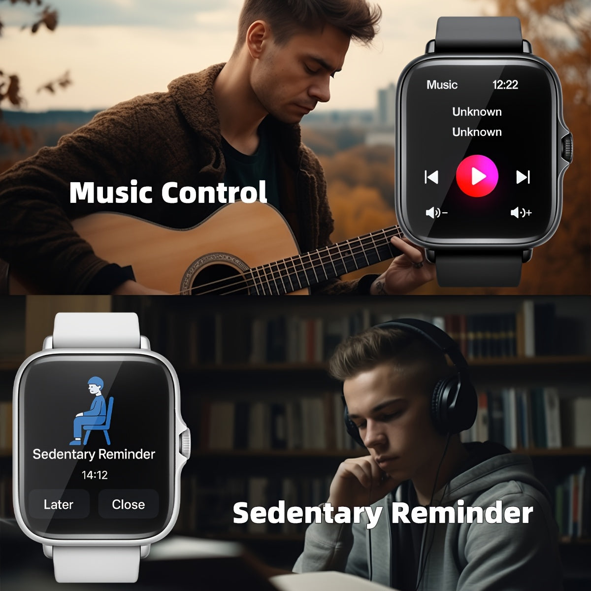 Sports Smart Watch, 1.83'' Full Touch Screen Display with Message, Answer Make Call Smartwatch, Monitoring, Sports Pedometer, Information Alerts, for iPhone Android Phones, Smartbands Fitness Watch for Women Men Friend Gift,