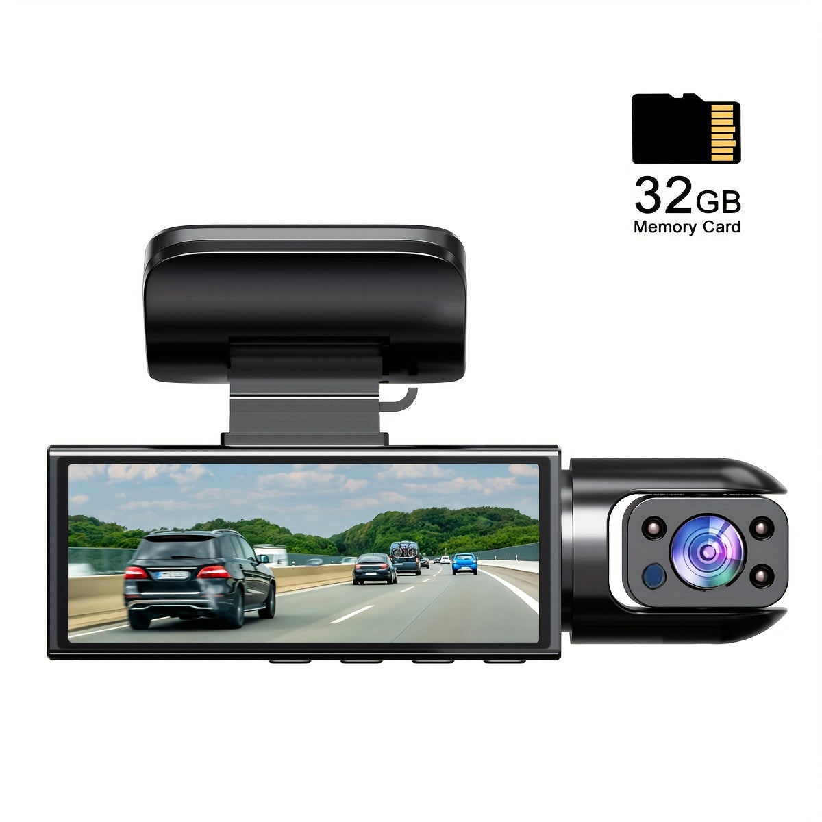 NTTAMHM Dual Camera Dash Cam with 3.16" IPS Screen, IR Night Vision, Loop Recording, Wide Angle Lens, Motion Detection, View Angle, Dual Cameras, Car Dash Cam, Modern Car Accessory, Driving Enthusiasts