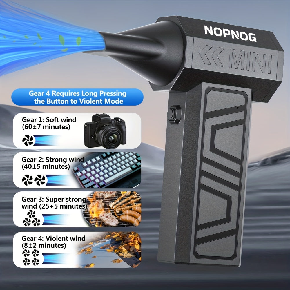 Electric Air Duster, 4-Speed Adjustable 130000RPM Turbo Jet Fan Cleaning Blower Tool, Type-C USB Rechargeable, with 5 Outlet Nozzles, Suitable for Car, Home, Computer, Keyboard, Outdoor