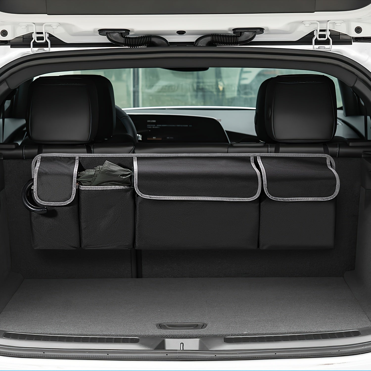 [Car Trunk Organizer] Heavy-Duty Car Trunk Organizer with 3 Adjustable Shoulder Straps & 4 Pockets - Large Storage Space for Off-Road Vehicles, Trucks, and MPVs - Durable Oxford Fabric, Secure Fit for Rear Seat Hanging, Vehic