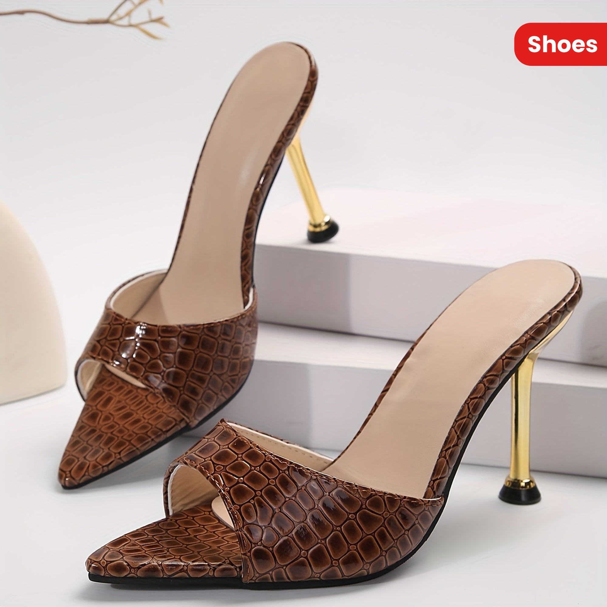 Sophia Crocodile Pattern Heels