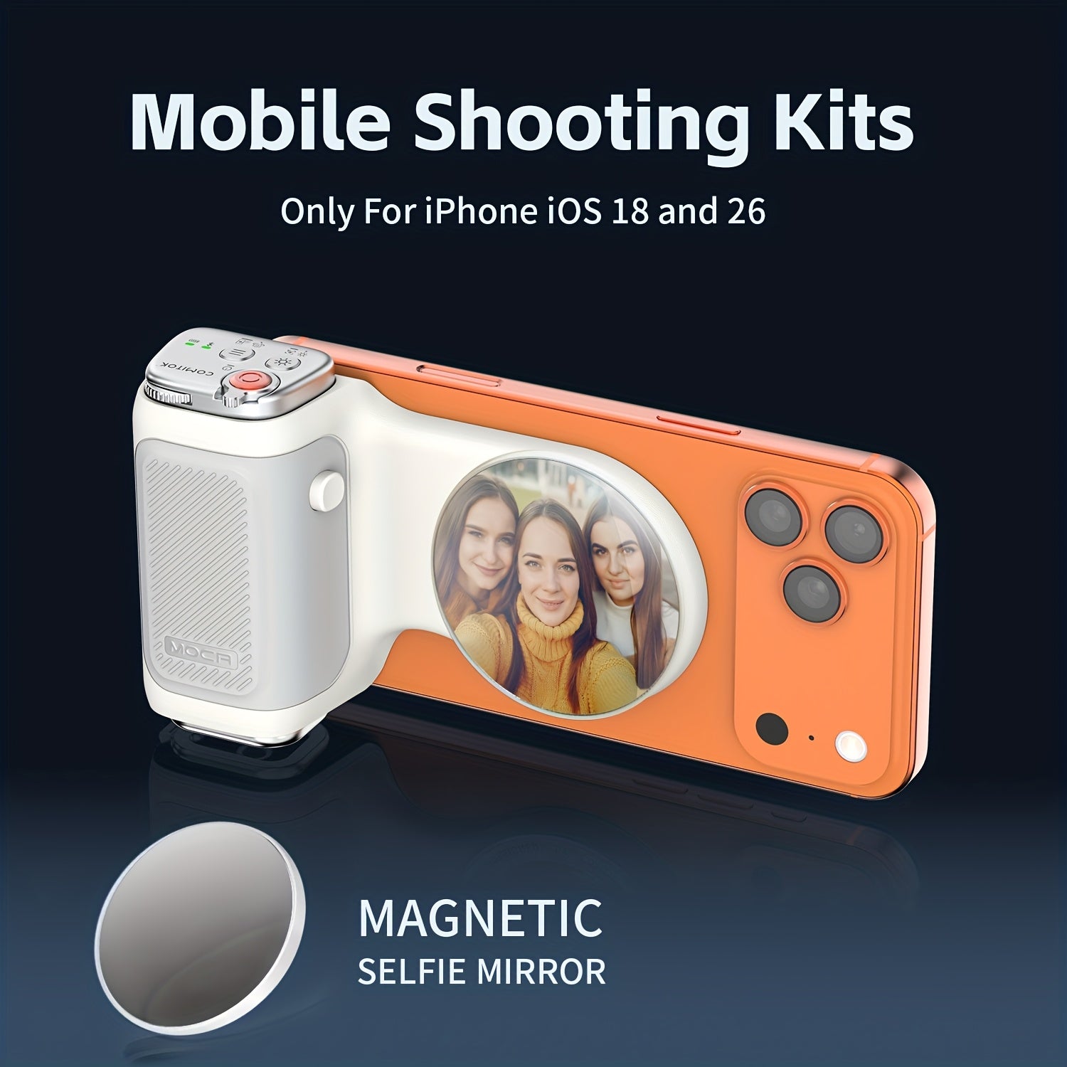 COMITOK MOCA Only for iPhone Shutter Device, Compatible with 26 & 18, One-Tap Camera Activation for iPhones, Supports Exposure Lock and Brightness Adjustment, Flip Front/Rear Cameras in One Tap, DSLR Style Release Button, ic