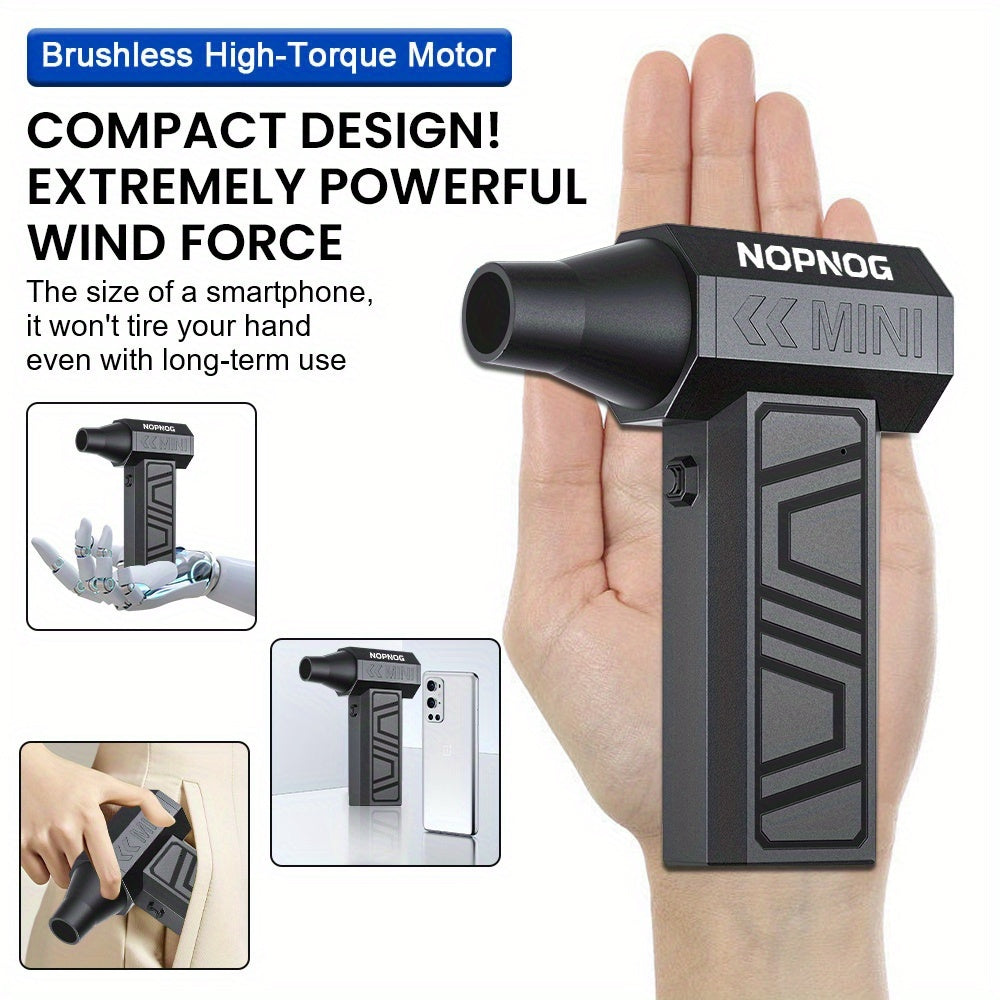 Electric Air Duster, 4-Speed Adjustable 130000RPM Turbo Jet Fan Cleaning Blower Tool, Type-C USB Rechargeable, with 5 Outlet Nozzles, Suitable for Car, Home, Computer, Keyboard, Outdoor