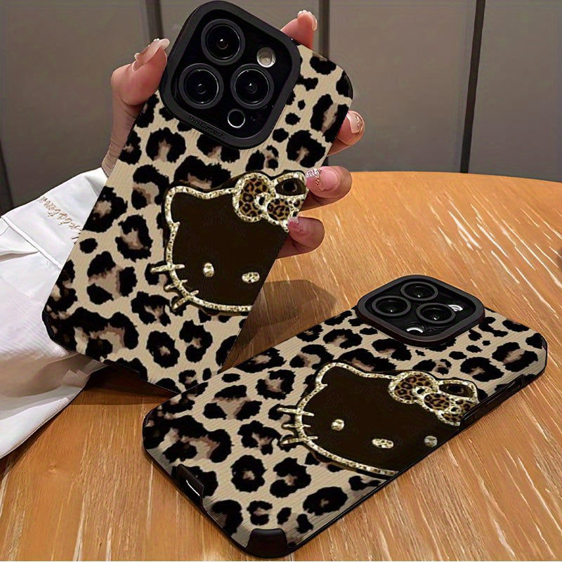 Sanrio Licensed Luxurious Leopard Print for hello kitty Phone Case for Iphone 16/11/12/13 Pro Max/11 Pro/12 Pro Max/14 Pro Max/16 Pro/11 Pro Max/14 Pro/for Iphone 13/12 Pro/15 Plus/15 Pro Max/14 Plus/for Iphone 15/for Iphone