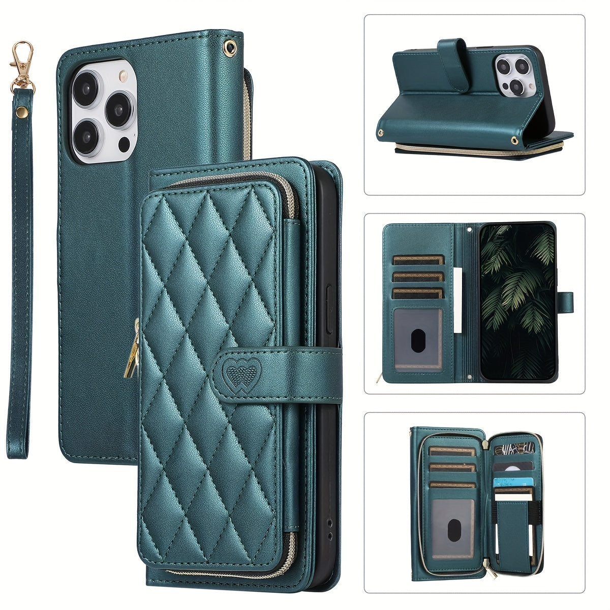 Crossbody Wallet Case Designed for Iphone 16E, 16, 15, 14, 13, 12, 11 Pro Max, 7, 8 Plus, SE 2020, And SE 2022, Featuring a Zippered Handbag Style, Flip Cover, Kickstand Folio, Card Slots, Wrist Strap, And Lanyard for The for