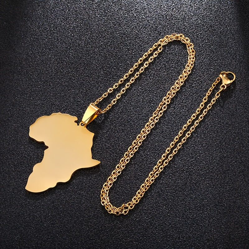 Golden African Map Pendant Necklace