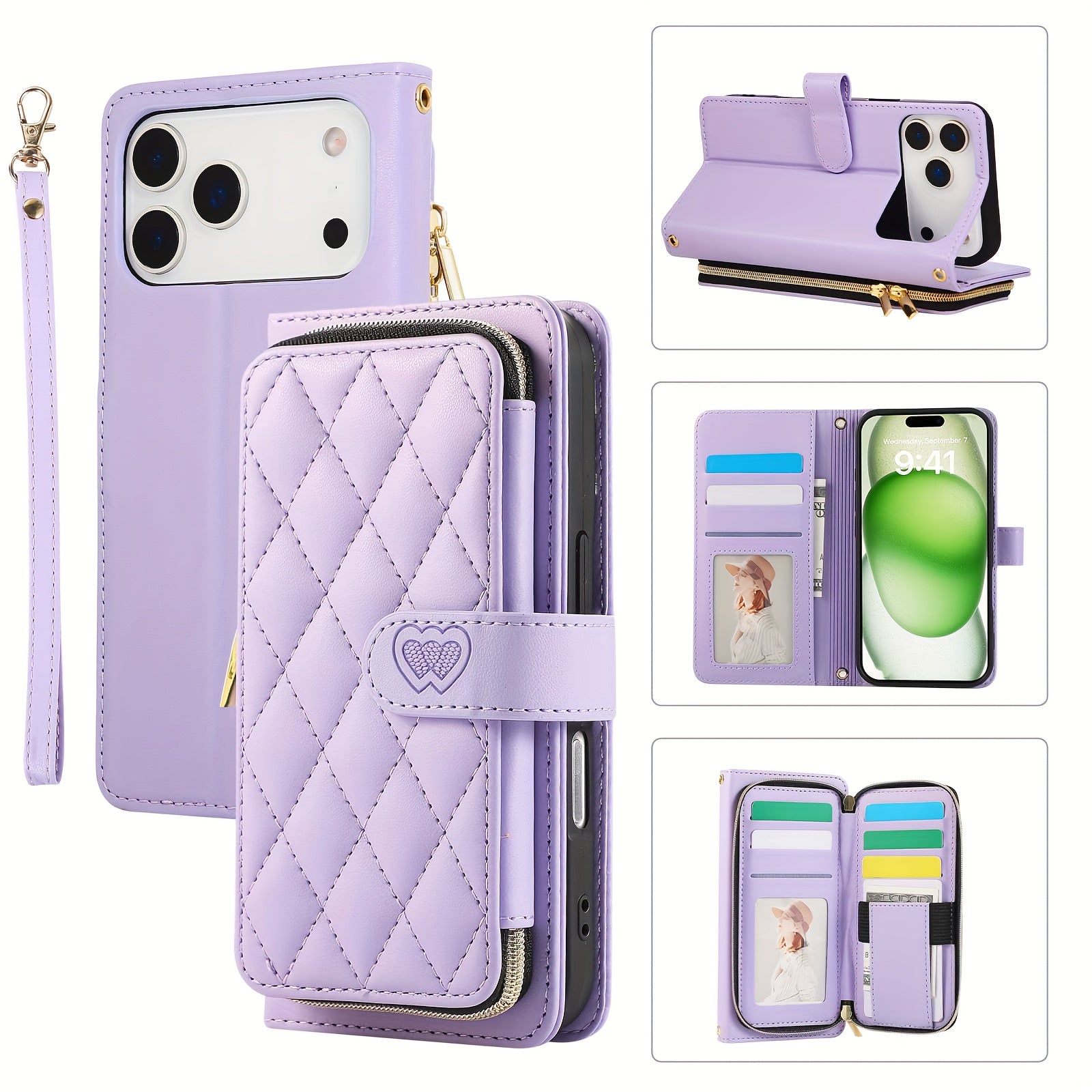Crossbody Wallet Case Designed for Iphone 16E, 16, 15, 14, 13, 12, 11 Pro Max, 7, 8 Plus, SE 2020, And SE 2022, Featuring a Zippered Handbag Style, Flip Cover, Kickstand Folio, Card Slots, Wrist Strap, And Lanyard for The for