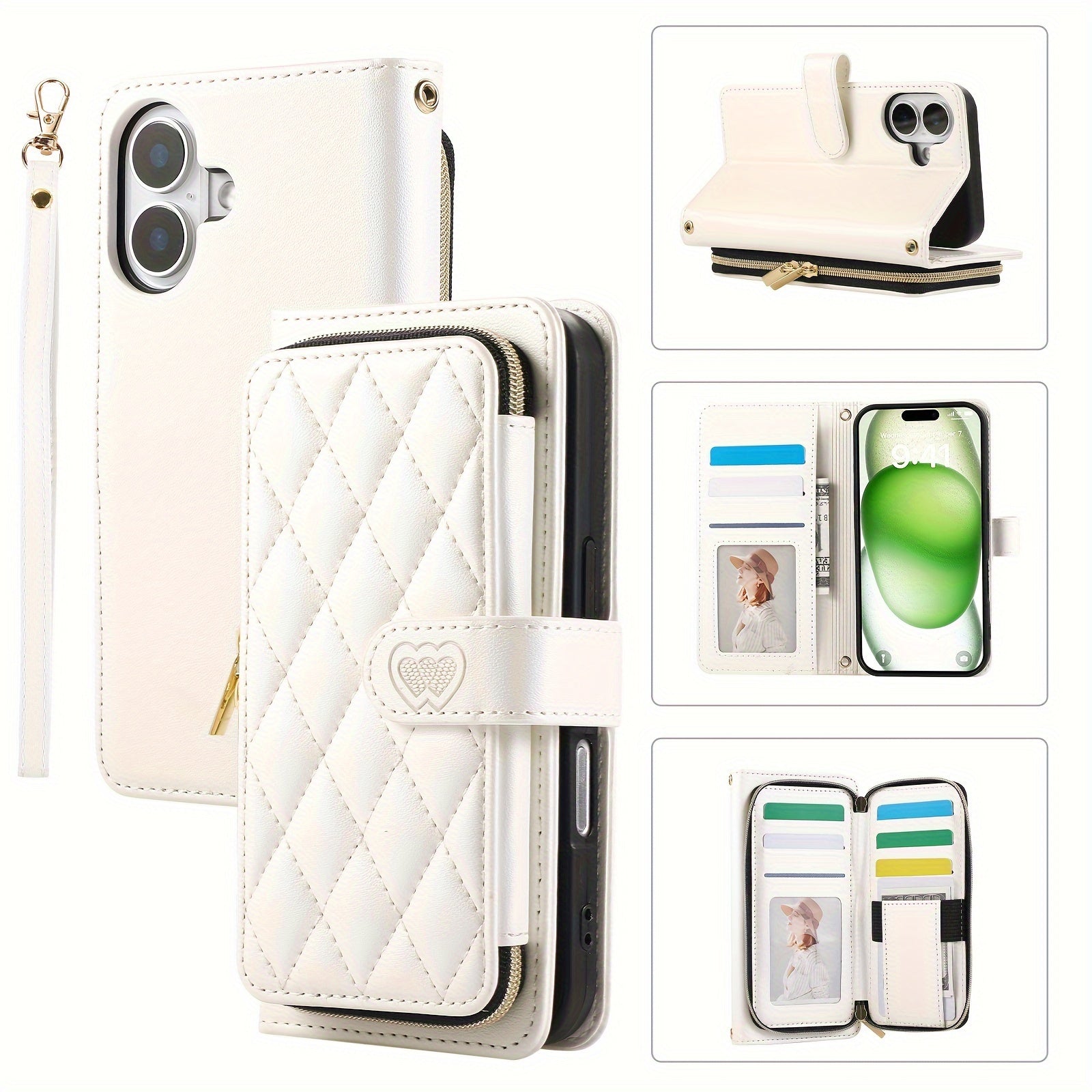 Crossbody Wallet Case Designed for Iphone 16E, 16, 15, 14, 13, 12, 11 Pro Max, 7, 8 Plus, SE 2020, And SE 2022, Featuring a Zippered Handbag Style, Flip Cover, Kickstand Folio, Card Slots, Wrist Strap, And Lanyard for The for