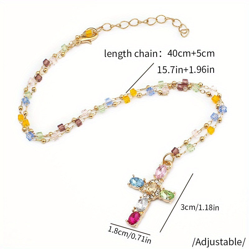 Colorful Cross Pendant Necklace