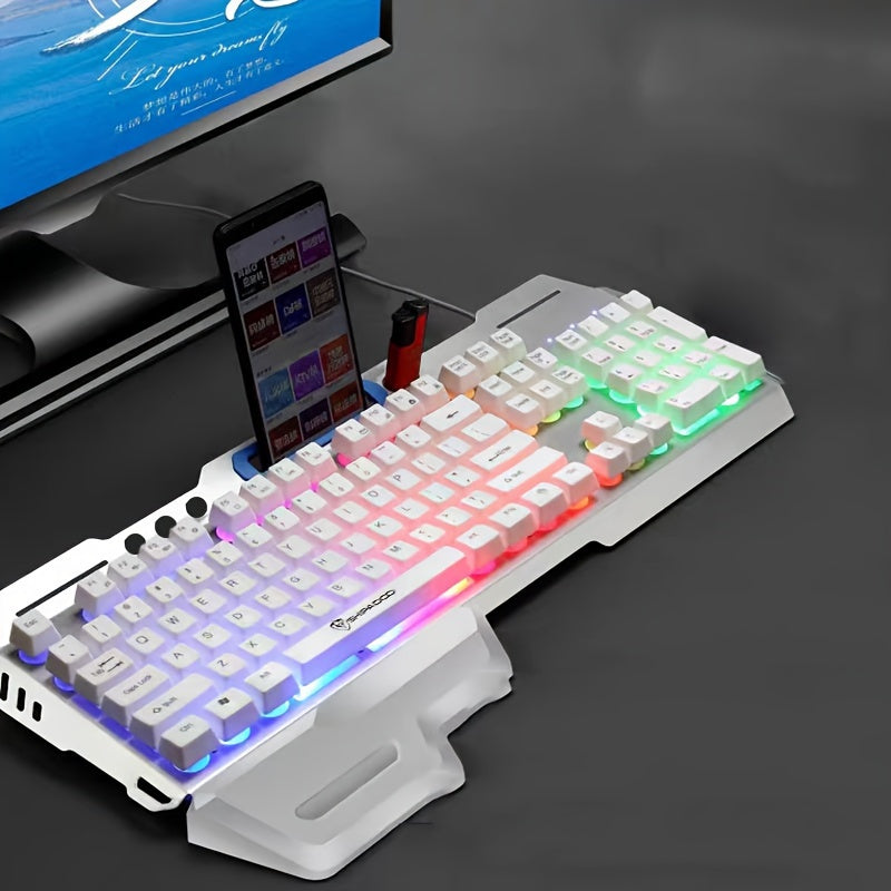 Ergonomic Gaming Keyboard with Hair Light - Ambidextrous Wired Keyboard for E-Sports and Office, Universal USB Plug-in, No Battery Required