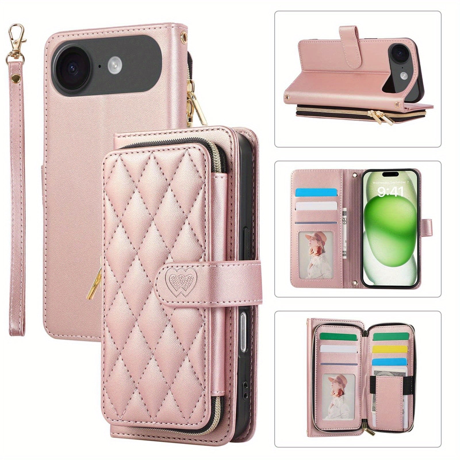 Crossbody Wallet Case Designed for Iphone 16E, 16, 15, 14, 13, 12, 11 Pro Max, 7, 8 Plus, SE 2020, And SE 2022, Featuring a Zippered Handbag Style, Flip Cover, Kickstand Folio, Card Slots, Wrist Strap, And Lanyard for The for