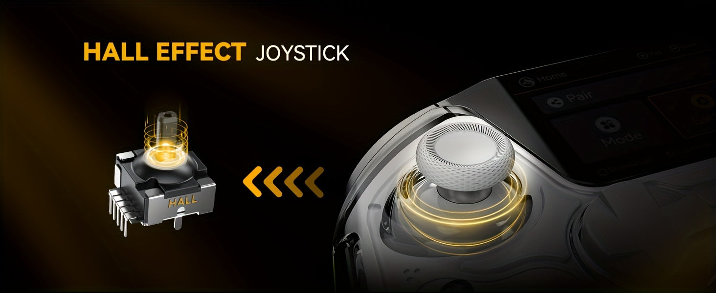 (No Drift)Interactive Screen Wireless Gaming Controller for iOS/for Switch/PC/Android/Steam Deck,Hall Effect Stick & Trigger,RGB Lighting,Remappable Buttons,1800mAh with Charging Dock-V2 (White). Notice Not Compatible with Xb