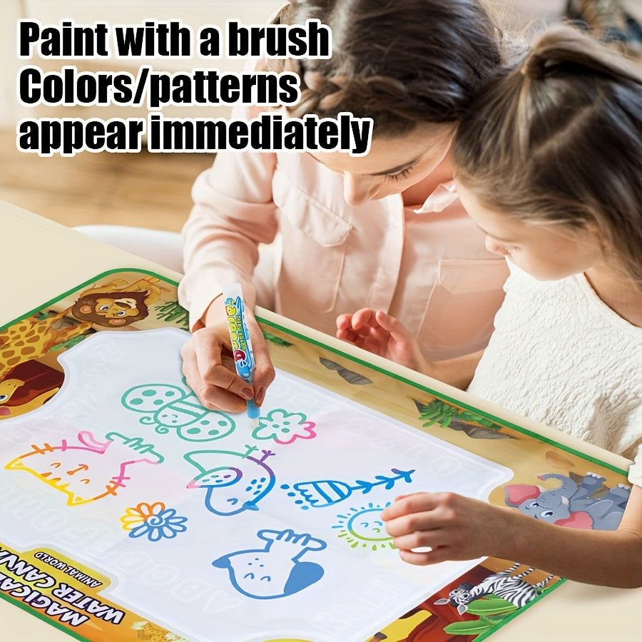1pc Magic Water Canvas Graffiti Mat - Non-Toxic Washable Kids art mat with Water Painting, Portable Drawing Board with Soft Cloth Storage, for Home, School, Travel - Ideal Birthday or Christmas Gift for Boys & Girls, Home Lea
