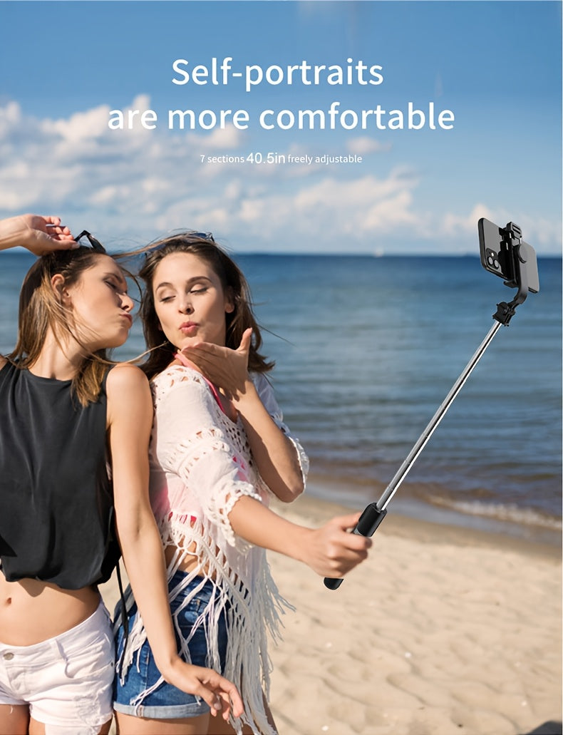 40 Inch Retractable Selfie Stick Professional Floor Tripod For Live Streaming, With Wireless Remote, 360° Rotation, Stable Anti-shake Design. Ideal For Travel Vlogs & Outdoor Live Streaming. Compatible With for iphone/Androi