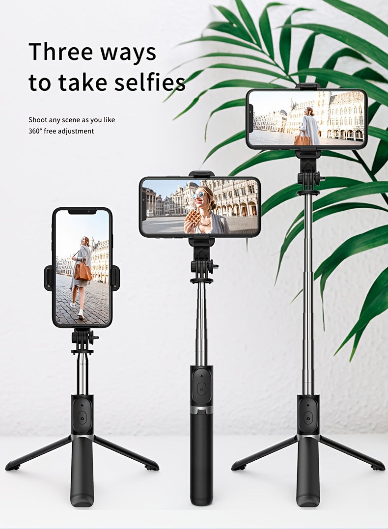 40 Inch Retractable Selfie Stick Professional Floor Tripod For Live Streaming, With Wireless Remote, 360° Rotation, Stable Anti-shake Design. Ideal For Travel Vlogs & Outdoor Live Streaming. Compatible With for iphone/Androi