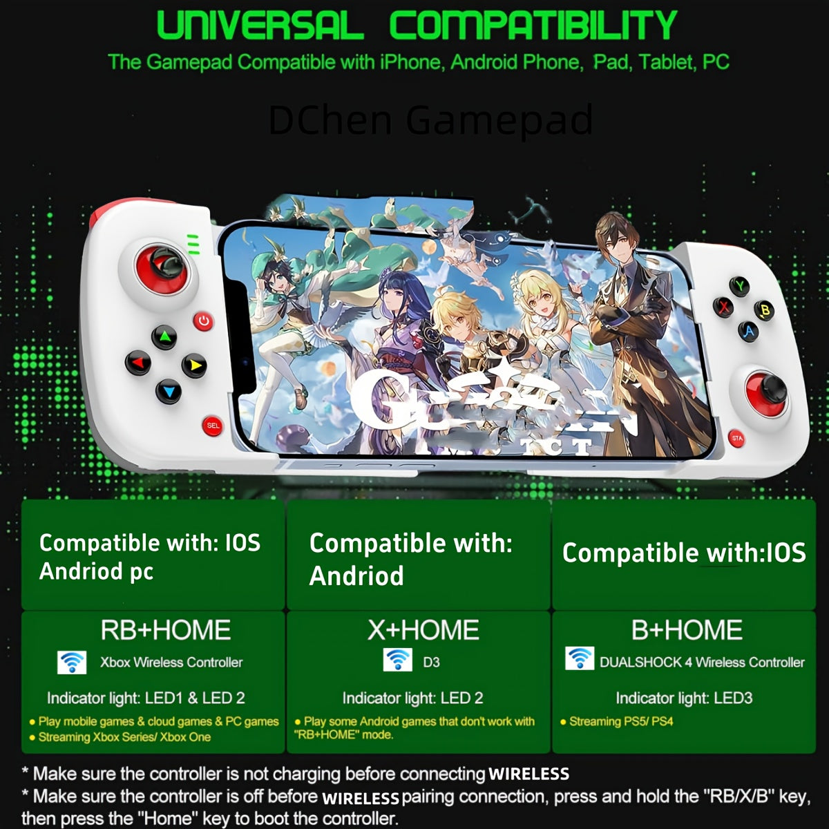 Wireless Gamepad for iPhone/Android/Steam Deck/PC/Table Mobile Phone Controller Wireless Game Controller Joystick Telescopic Gamepad COD Mobile Diablo Immortal - Directly Play, Gaming Accessory, Ergonomic Design, Compact Gami