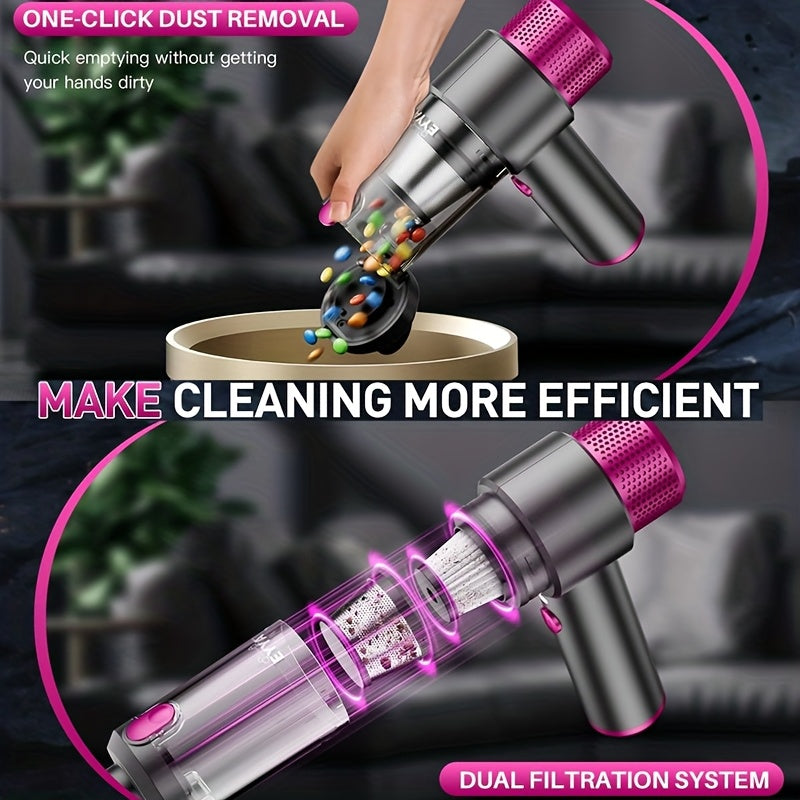 [Portable Vacuum] High-Power 4-in-1 Portable Wireless Vacuum Cleaner 15000PA Mini Vacuum, Compressor Air Blower And Pump Handheld Vacuum with Brushless Motor for Car, Home, Office, Camping, Computer Keyboard Laptop Dust Clean