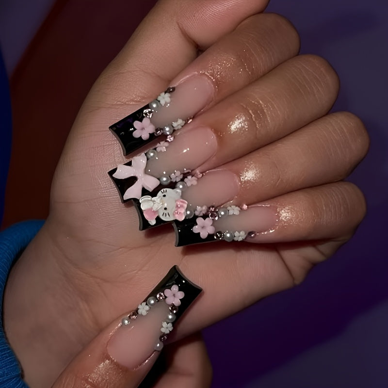 Hailey Hello Kitty Black Press-On