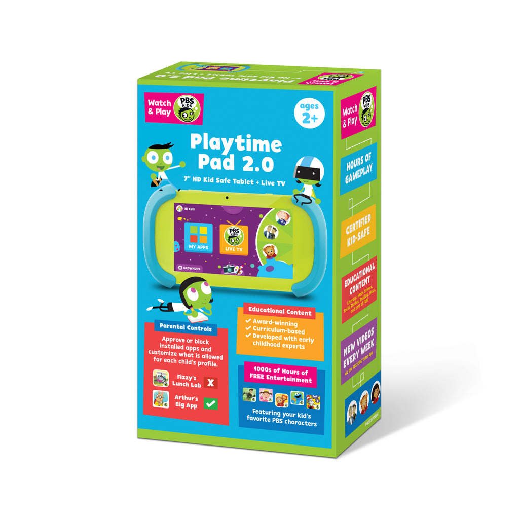 PBS Kids - Playtime Pad 2.0 - 7" HD Kids Safe Tablet + Live TV