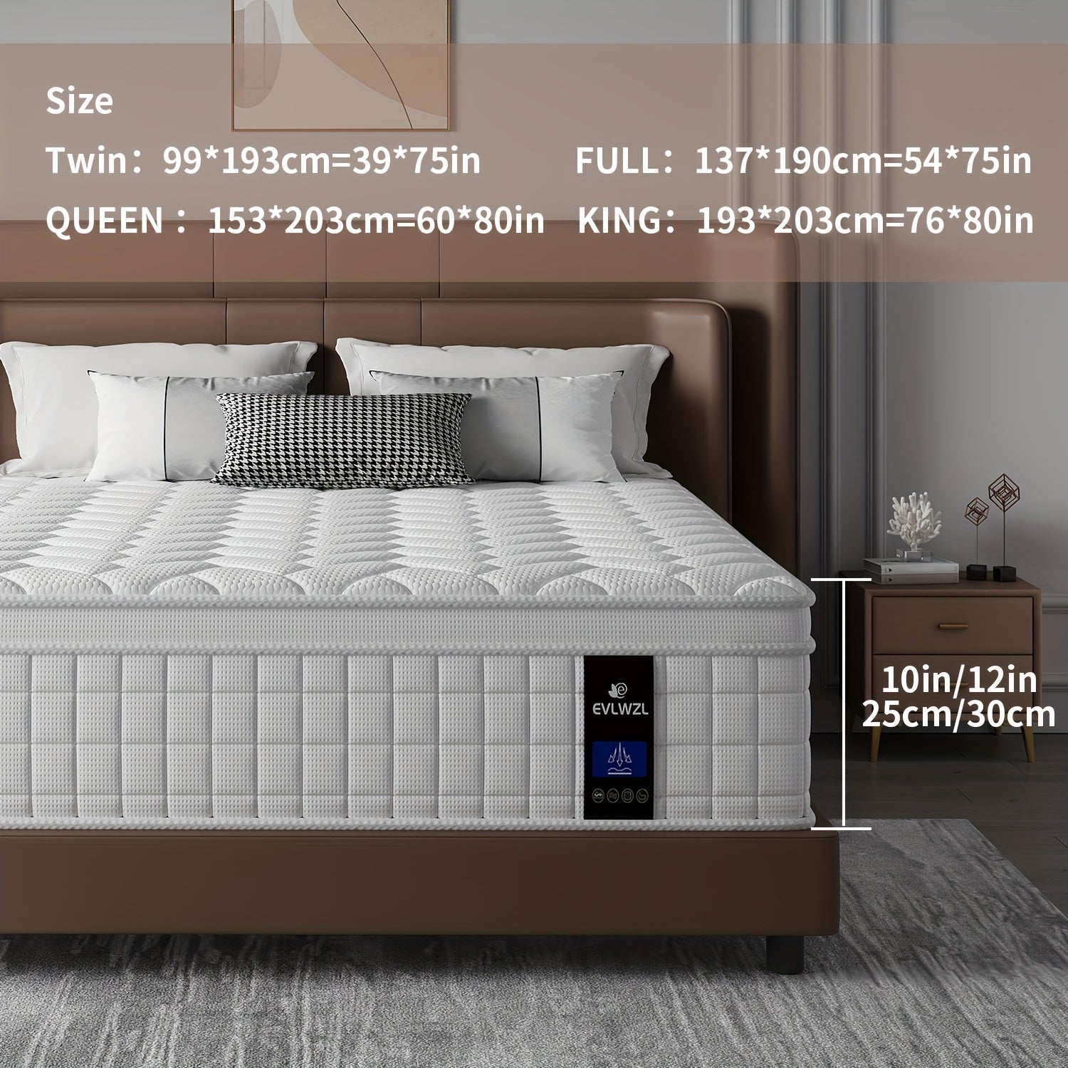Queen Mattress, 8/10/12/14 Inch Mixed White Mattress, Luxury Gel Memory Foam Spring Mattress, Medium Hardness, Comfortable Sleep Experience - Suitable for Double, Full Size, Large And Extra Large Bed, Edge Support, Valentine'