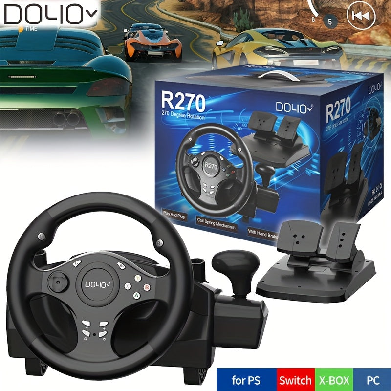 DOYO Gaming Steering Wheel with Pedal, 270° PC Racing Wheel with Vibration Feedback, Xbox Controller Compatible for PS4, Xbox X/S, Xbox One, PS3, Switch, Android, Realistic Racing Simulator