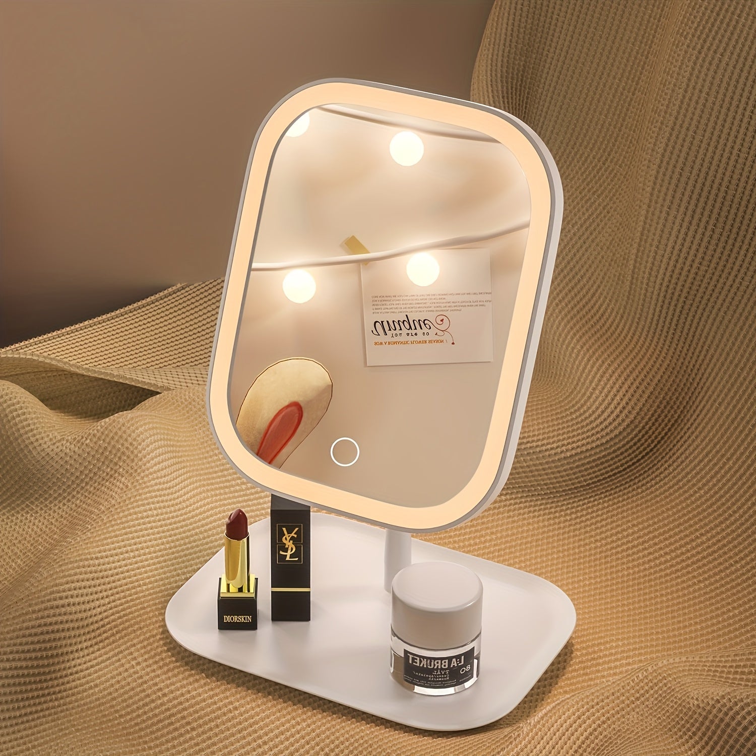 Rechargeable Makeup Mirror with Touch Control & 3 Light Modes (White/Color Dimming, -Fingerprint HD, Day/Night) - Portable Folding Vanity Mirror with Long Life, - for Women, - Ideal /Christmas