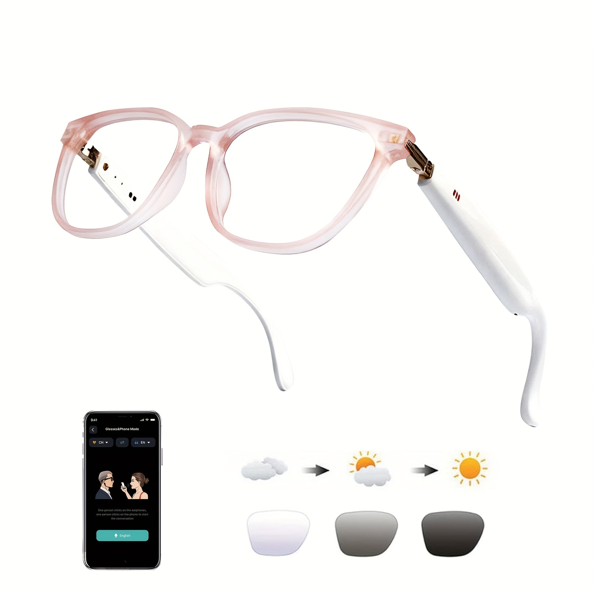 OICIIDO AI Smart Glasses, New Multifunctional Audio Glasses for Men and Women, Support Real-Time Translation for 160+ Languages and Video Translation, Equipped with Chat GPT System, Built-In Microphone and Speaker, HD Voice C