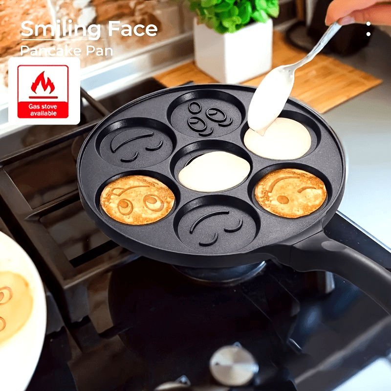 7-Hole Non-Stick Pancake Pan with Waffle Mold - Heavy-Duty Aluminum Alloy, Non-Stick Surface, Even Heat Distribution, for Pancakes, Waffles, Brownies, Crepes