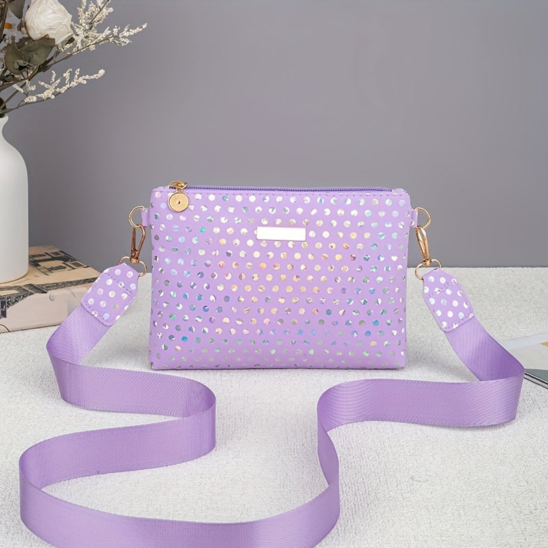 Stylish Polka Dot Crossbody Bag with Interchangeable Straps - Lightweight Durable Polyester, Golden-Tone Hardware, Multi-Color Options for Daily Commute, Parties & Travel, Crossbody Purse, Party Accessories, Sleek Simple Desi