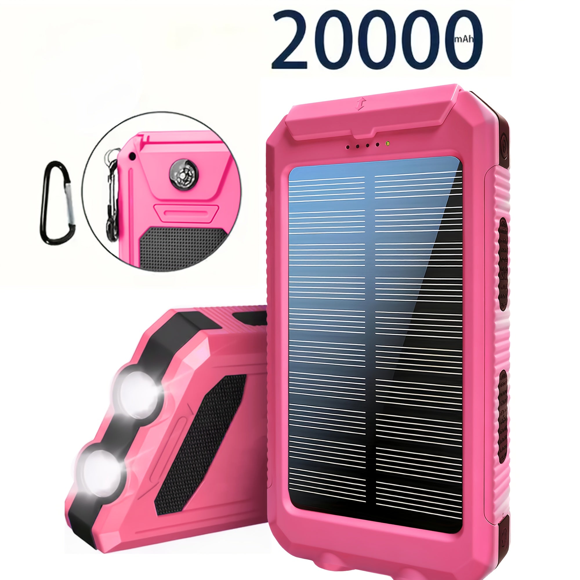 Portable Solar Mobile Phone Charger, Camping External Battery Charger for Mobile Phones, 2 USB/ LED Flashlights with Compass for Outdoor Activities, Portable Solar Power Bank, Solar Battery, Portable Charger Power Bank, Solar