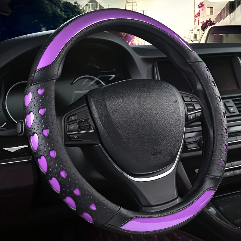 Heart Faux Leather Steering Wheel Cover