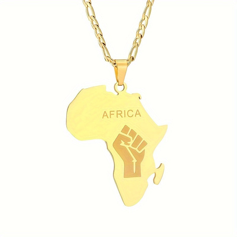 Glossy African Map Pendant Necklace