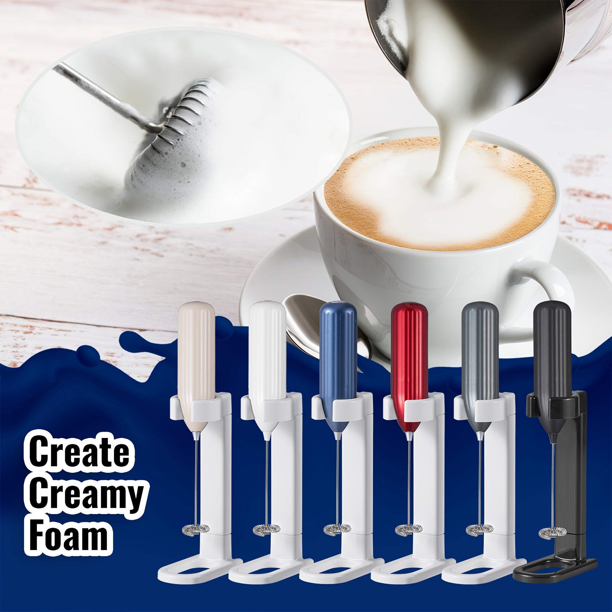 Lalayuan Powerful Electric Milk Frother & Drink Mixer - Heavy-Duty Stainless Steel Handheld Electric Whisk with 2-in-1 Design, 2-in-1 Foaming & Blending