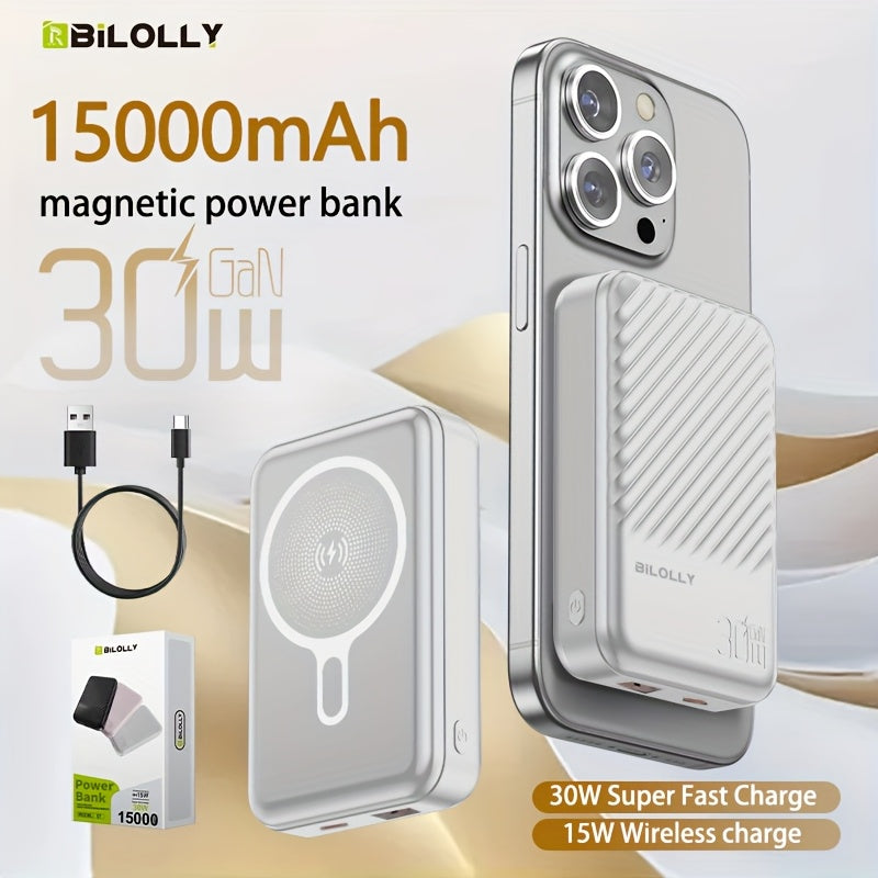 New Magnetic Wireless Power Bank - Portable Charger Power Bank, 5000/10000/15000mAh Battery Pack, 22.5/30W PD Fast Charging, 15W Wireless Charging, Magnetic Battery Pack For 17/16/15/14/13/12/Pro/Mini/Pro Max And Wired Chargi
