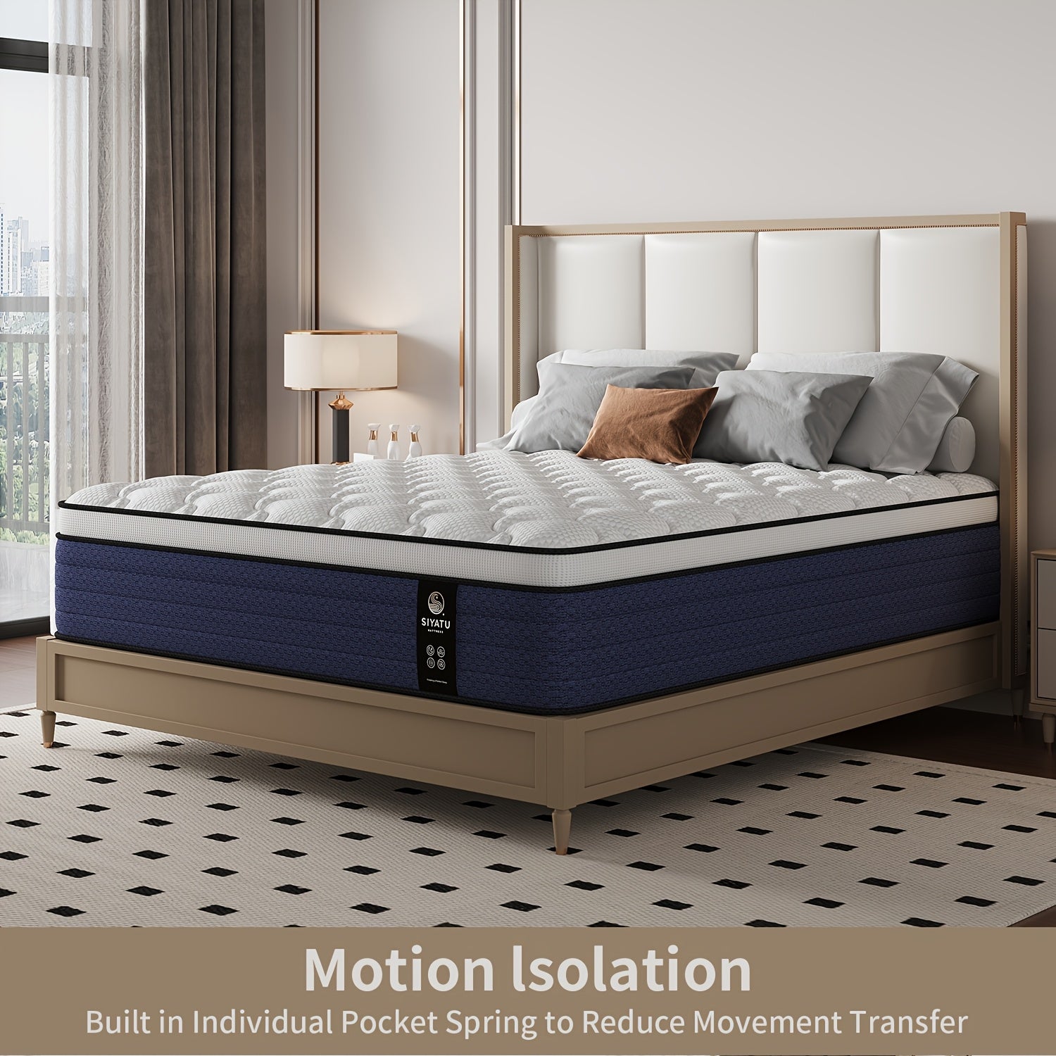 10/12/14 Inch King Sizes Mattress, Queen Size Mattress, Full Size Mattress, Twin, with Ergonomic, Individual Springs&Memory Foam, Medium Firm Feel, Pressure Relief, Comfortable Sleeping, Modern Comfortable Home Furnishings.