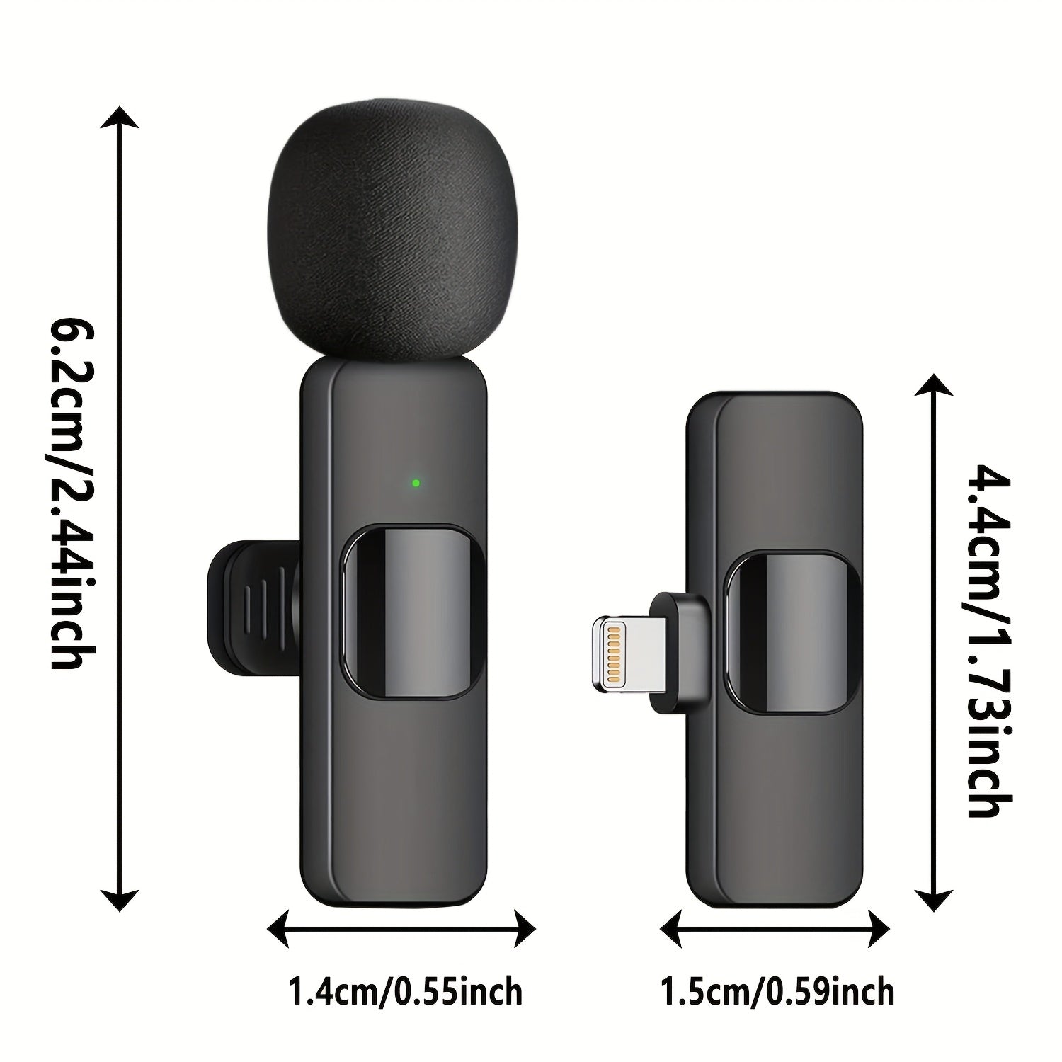 Wireless Lavalier Microphone, Clip Microphone for iPhone iPad Android, USB-C Cordless Plug And Play, Audio Video Recording Live Streaming Interviews Voiceover, Portable Compact Design