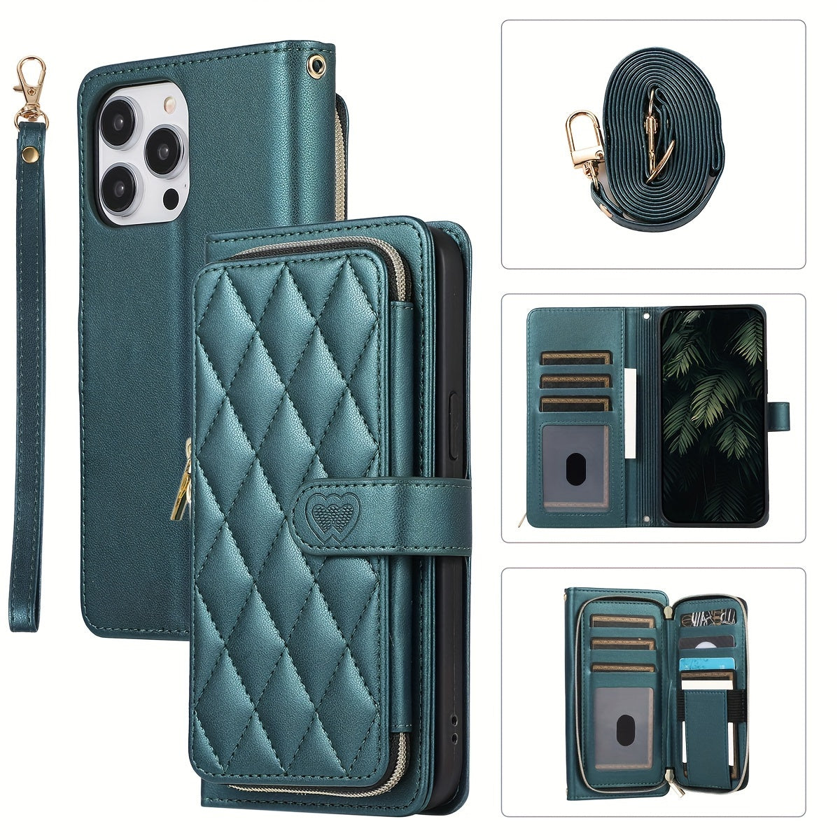 Crossbody Wallet Case Designed for Iphone 16E, 16, 15, 14, 13, 12, 11 Pro Max, 7, 8 Plus, SE 2020, And SE 2022, Featuring a Zippered Handbag Style, Flip Cover, Kickstand Folio, Card Slots, Wrist Strap, And Lanyard for The for