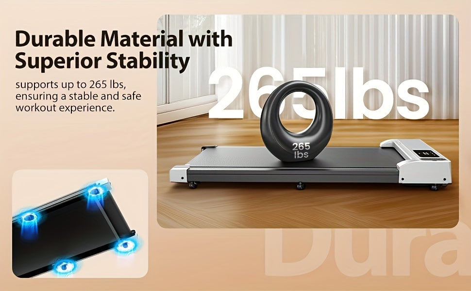 Portable Under Desk Walking Pad Treadmill, Support 2.5HP Lightweight Home Office Fitness Treadmill, 2-in-1 Walking Pad for Walking And Jogging Quiet, 265Lbs Capacity with Remote Control & LED Display, Stepping, Walking Traini